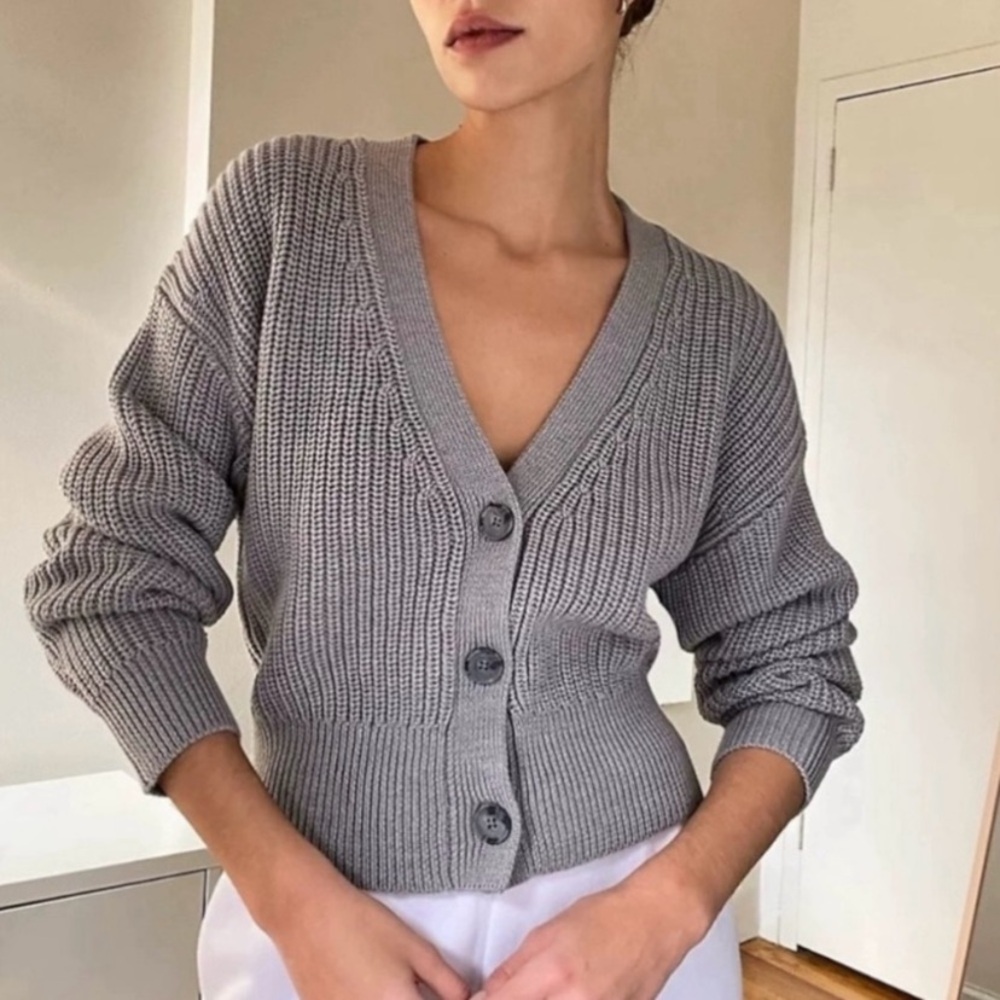 Gray Button-Up Women's Sweater